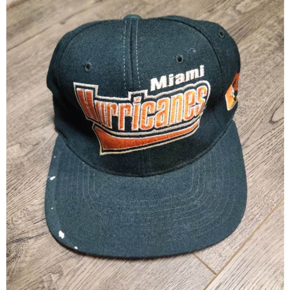 Vintage 90s University of Miami UM Hurricanes Starter Wool Snapback Hat Cap